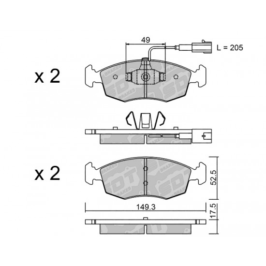 Klocki Galfer/SDT Brakes High Performance S-50 - Fiat 500 2 przód