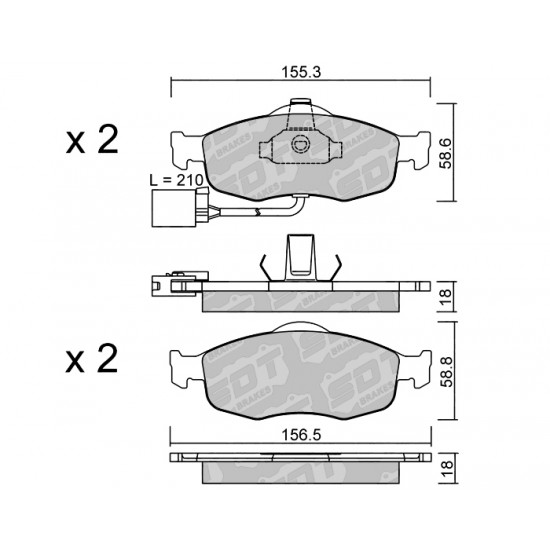 Klocki Galfer/SDT Brakes High Performance S-50 - Ford Cougar ST200 przód