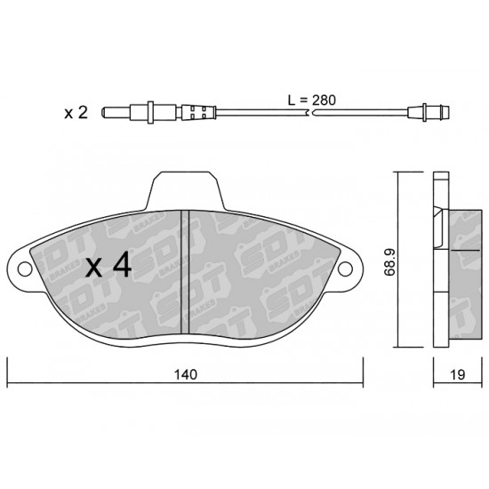 Klocki Galfer/SDT Brakes High Performance S-50 - Fiat Ulysse 1 przód