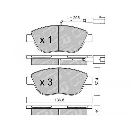 Klocki Galfer/SDT Brakes High Performance S-50 - Fiat Linea przód